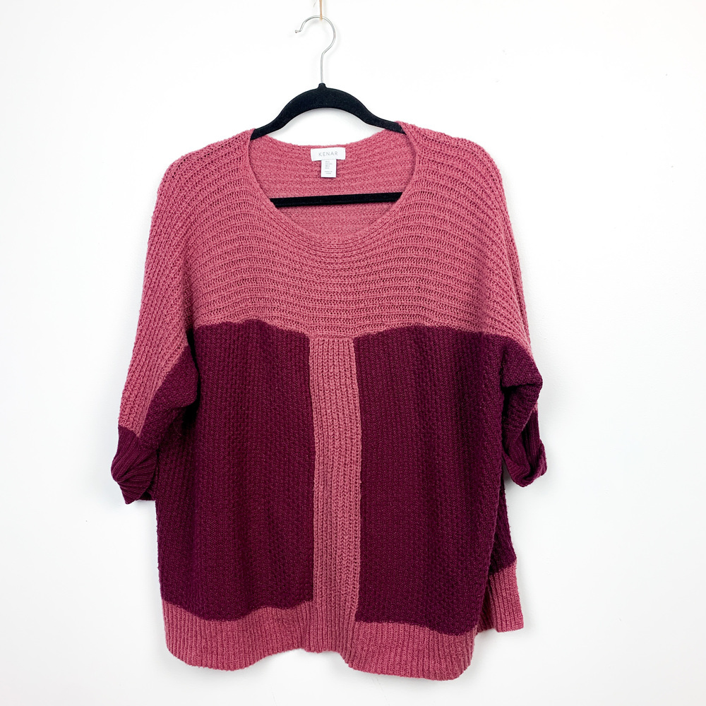 Kenar Half Sleeve Pink Colorblocked Sweater